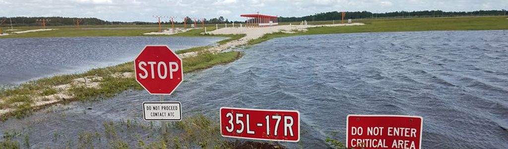Flooded runway at Orlando airport